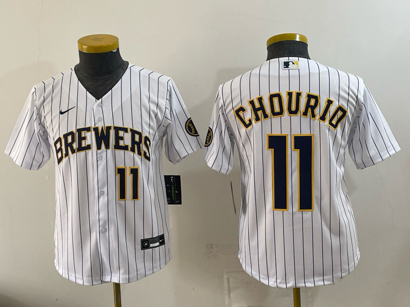 Youth 2026 Milwaukee Brewers #11 Chourio white Game Nike MLB Jersey 0823002